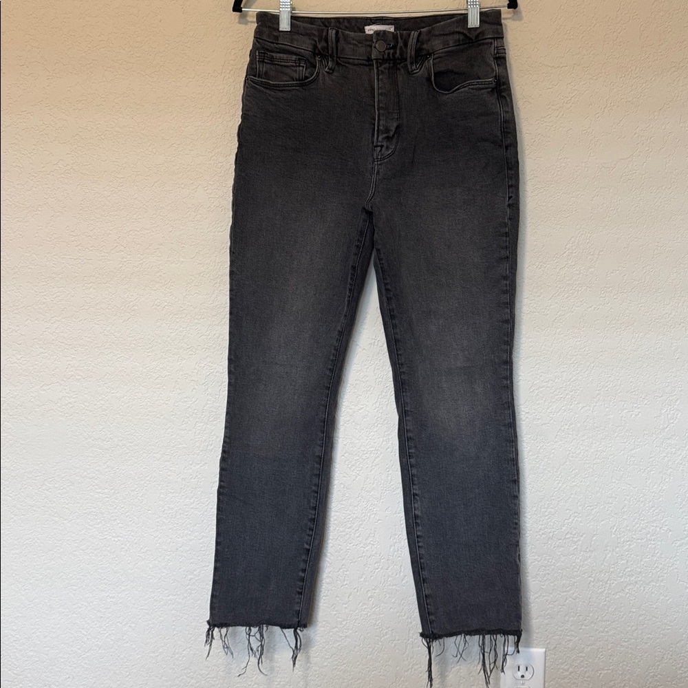 Good American Good Legs Straight Jeans – Faded Black/Charcoal